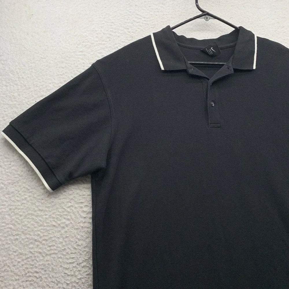Nike Golf‎ Polo Shirt Mens XL X-Large Black White Mesh Sports Athletic Dad